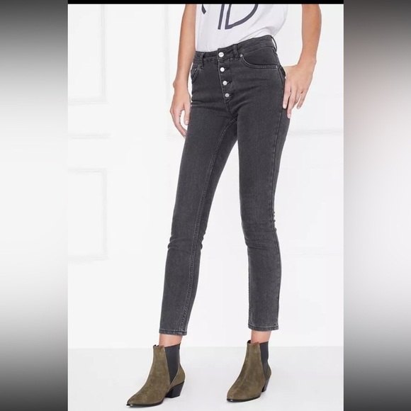 Anine Bing Frida Jeans Charcoal Sz 25 Edgy Grunge RockerChic - Picture 3 of 15